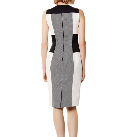 Karen Millen Modern Colorblock Sheath Dress Size 8 Abstract Print Black White - Picture 3 of 10